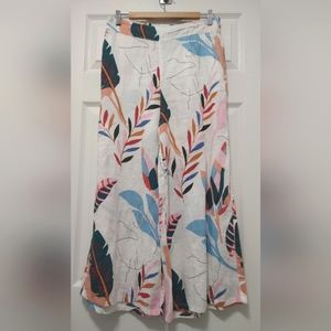 Cynthia Rowley Linen Crop Pants - Tropical Palm Leaf Size M